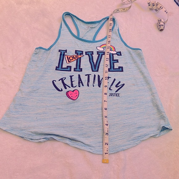 Blue/Teal Justice tank top (Live, Love, Creatively) - Picture 3 of 5